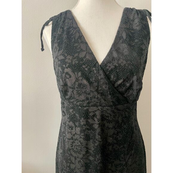 Vtg 90s Whimsygoth Sparkly Black Rose V-Neck Cocktail Dress I.N. Studio Size M - Picture 2 of 8